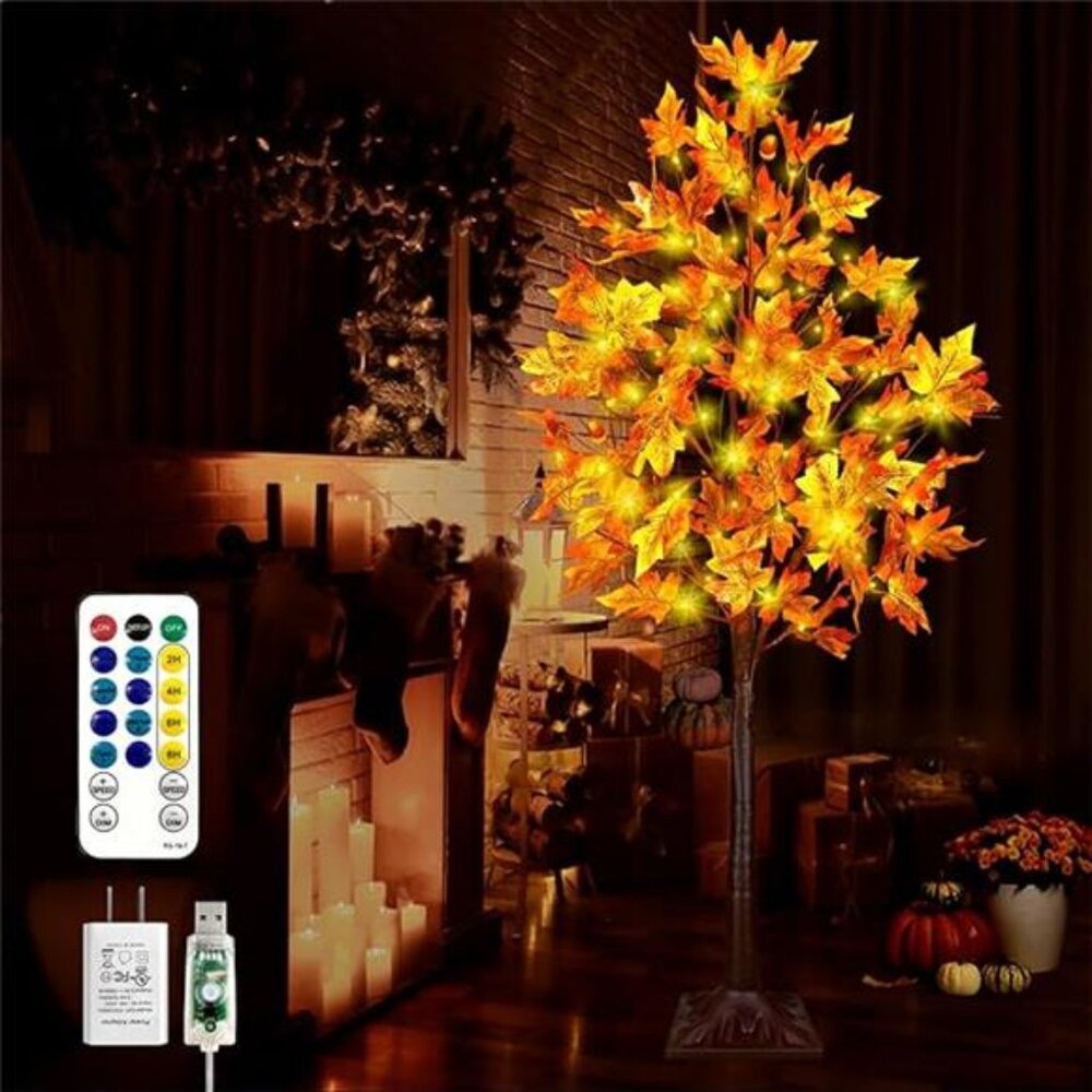4FT LED Lighted‎ Fall Tree 60LEDs Maple Tree Light for Fall&Thanksgiving Decor, - Picture 8 of 8